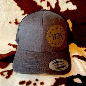 Dark Heather Gray “1776” Leather Patch Cap!